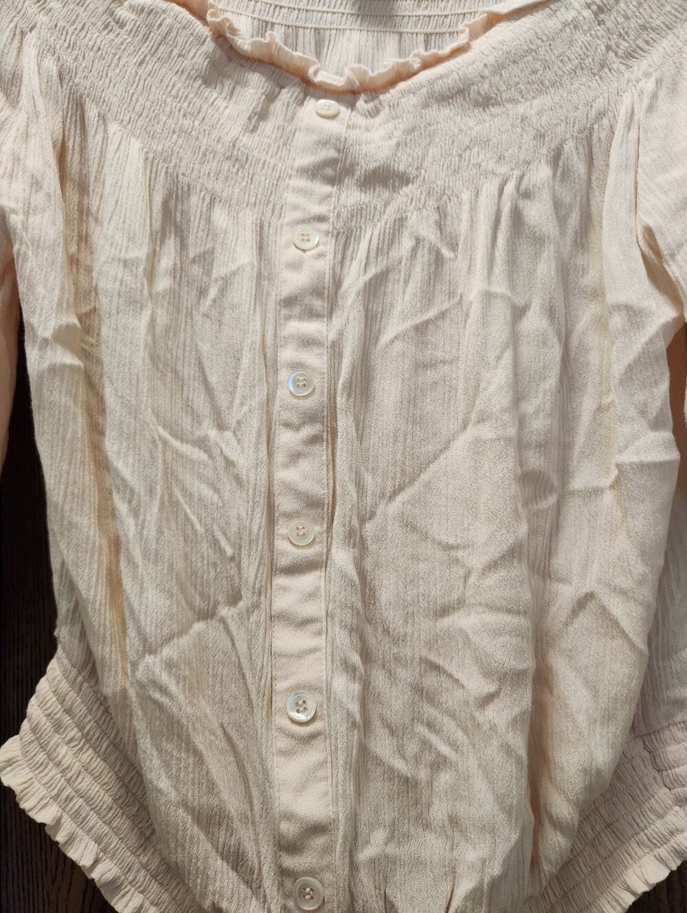 Sanctuary Off Shoulder Ruffled Button-Front Peasant Top - Picture 4 of 9